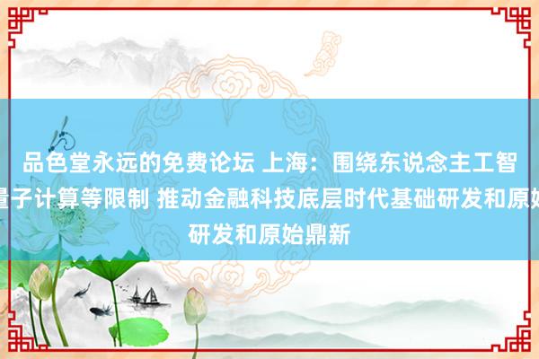 品色堂永远的免费论坛 上海：围绕东说念主工智能、量子计算等限制 推动金融科技底层时代基础研发和原始鼎新