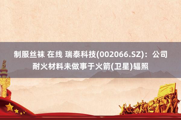 制服丝袜 在线 瑞泰科技(002066.SZ)：公司耐火材料