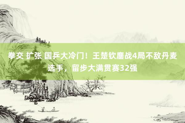 拳交 扩张 国乒大冷门！王楚钦鏖战4局不敌丹麦选手，留步大满贯赛32强