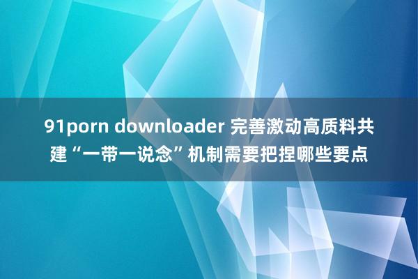 91porn downloader 完善激动高质料共建“一带一说念”机制需要把捏哪些要点