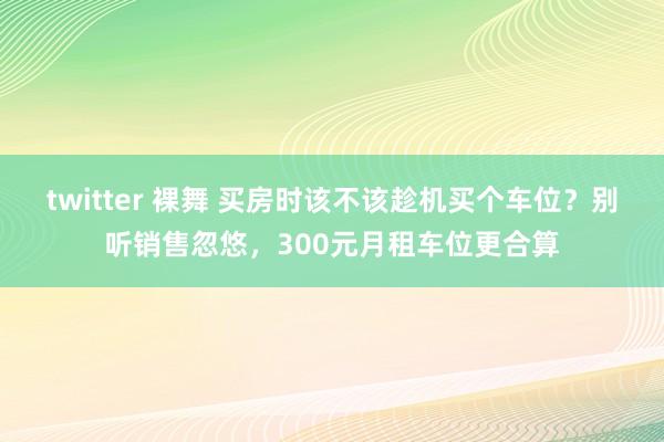 twitter 裸舞 买房时该不该趁机买个车位？别听销售忽悠，300元月租车位更合算