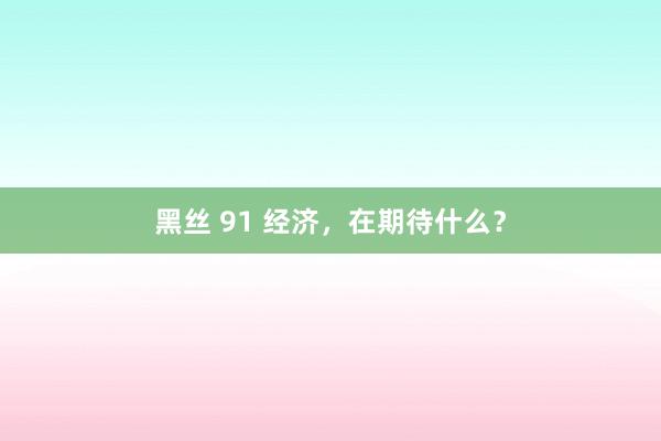 黑丝 91 经济，在期待什么？